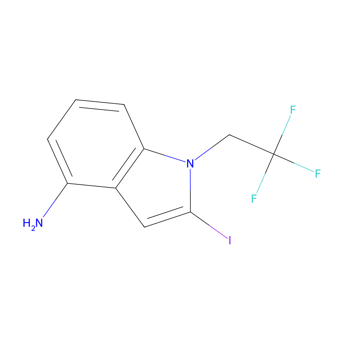 2-Iodo-1-(2,2,2-trifluoroethyl)-1H-indol-4-amine molecular structure, CAS 2127096-38-0