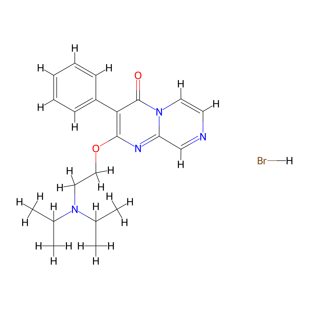4H-Pyrazino(1,2-a)pyrimidin-4-one, 2-(2-diisopropylaminoethoxy)-3-phenyl-, hydrobromide molecular structure, CAS 21271-23-8