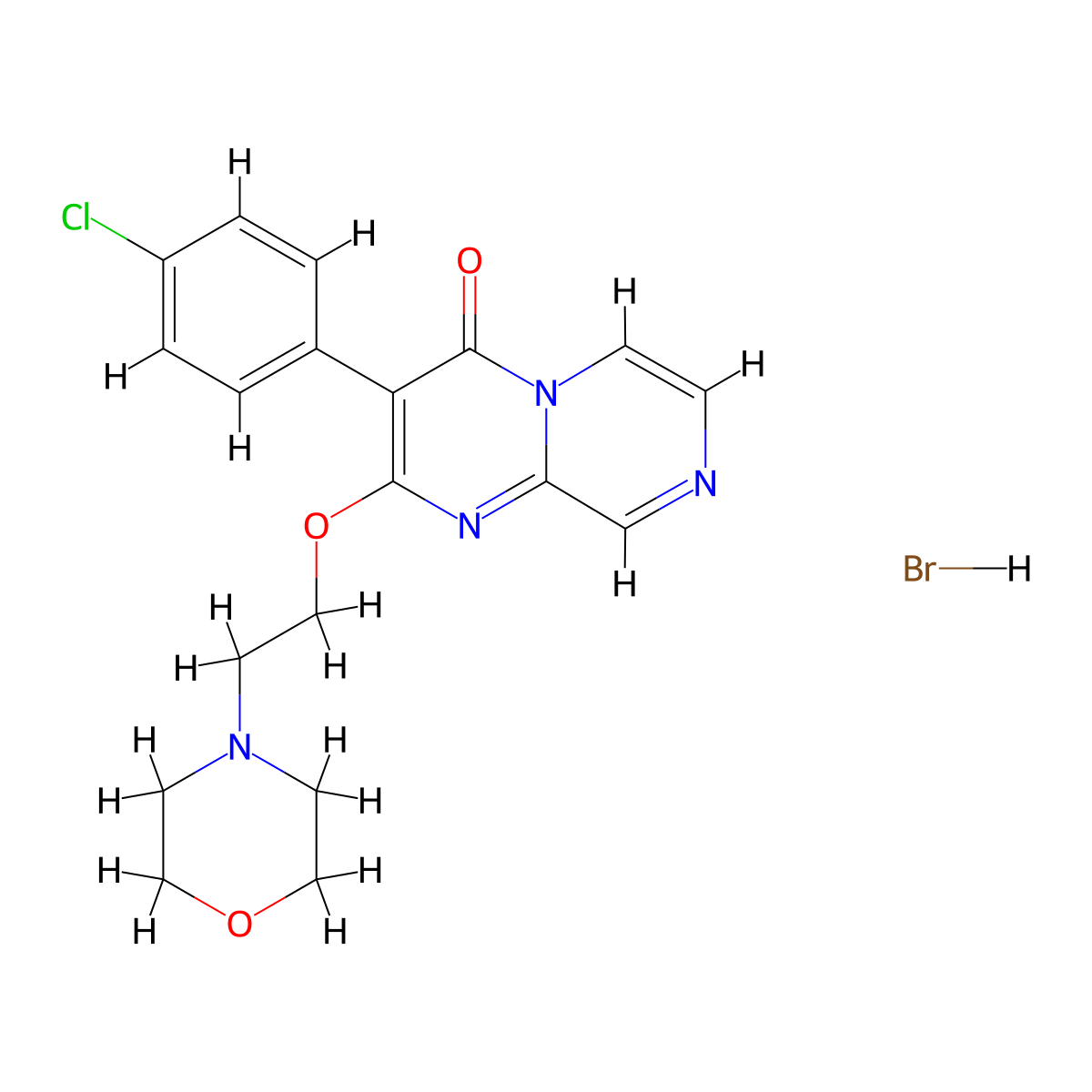 4H-Pyrazino(1,2-a)pyrimidin-4-one, 3-(p-chlorophenyl)-2-(2-morpholinoethoxy)-, hydrobromide molecular structure, CAS 21271-37-4