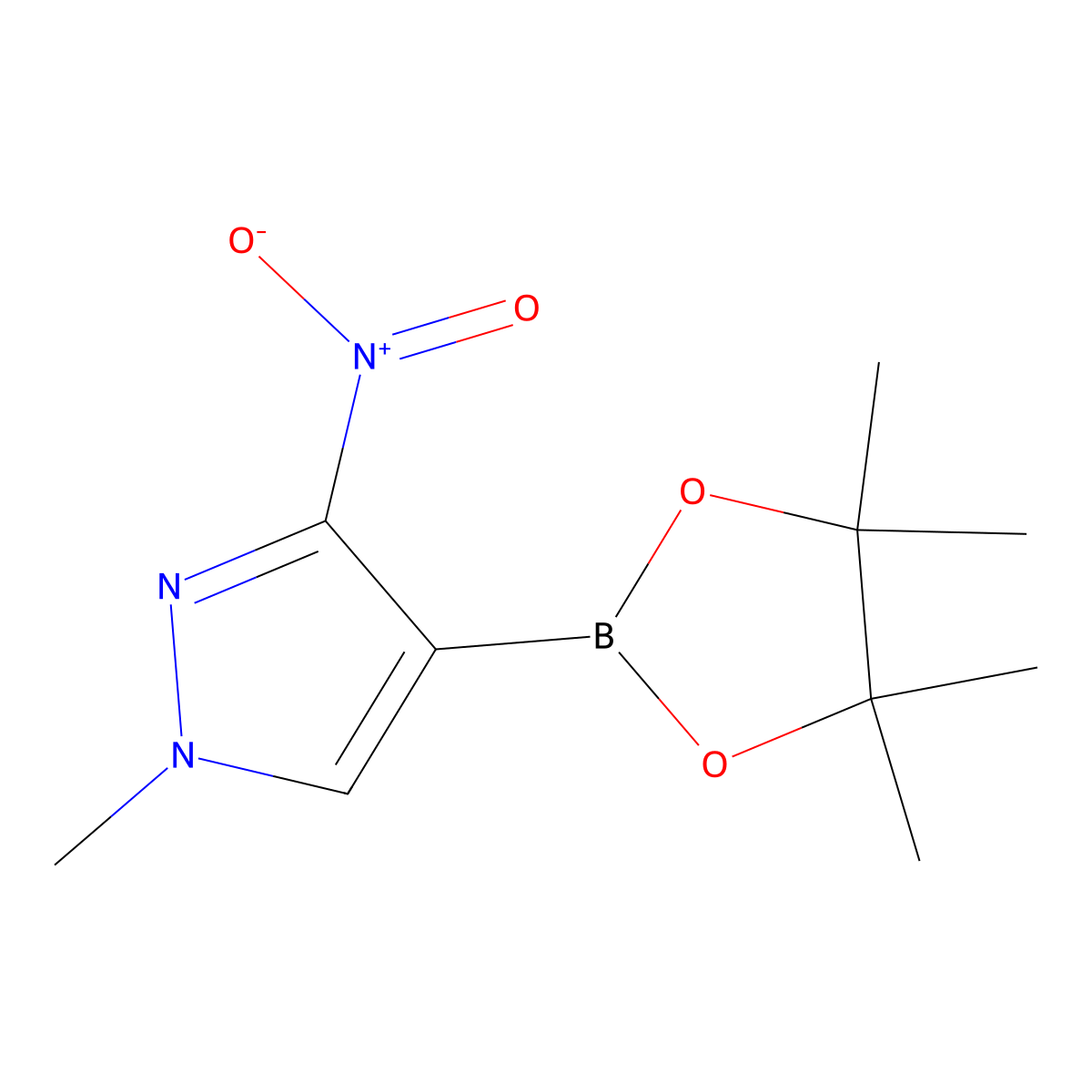1-Methyl-3-nitro-4-(4,4,5,5-tetramethyl-1,3,2-dioxaborolan-2-yl)-1H-pyrazole molecular structure, CAS 2127110-56-7