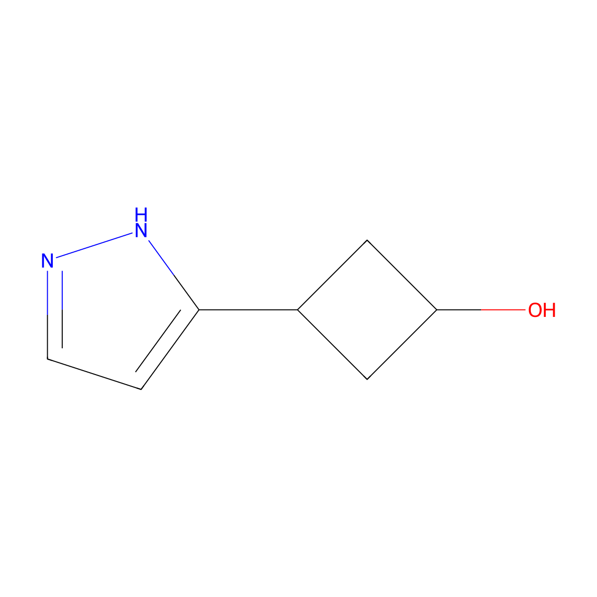 3-(1H-pyrazol-5-yl)cyclobutan-1-ol molecular structure, CAS 2127110-73-8