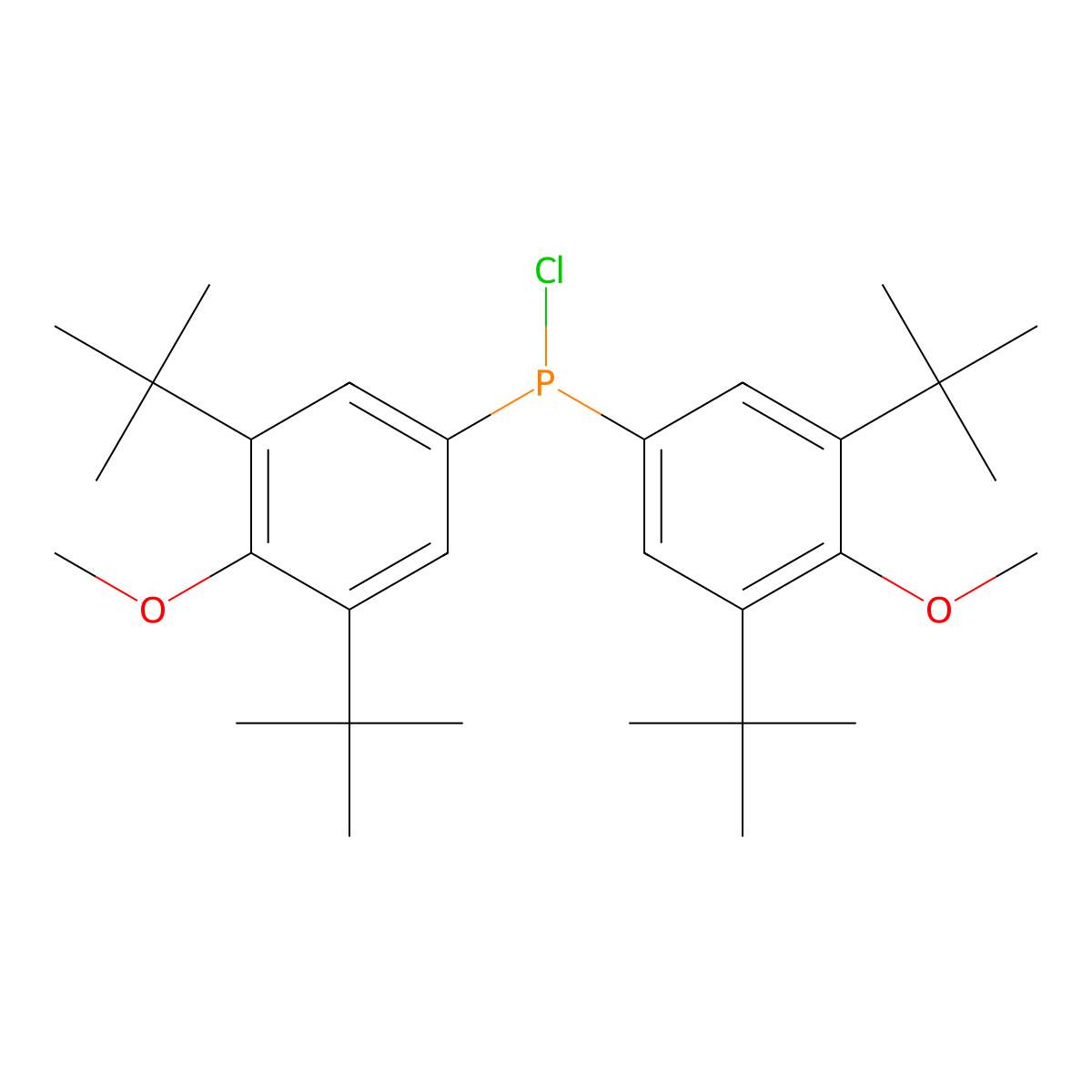 Bis(3,5-di-tert-butyl-4-methoxyphenyl)phosphinous chloride molecular structure, CAS 212713-08-1