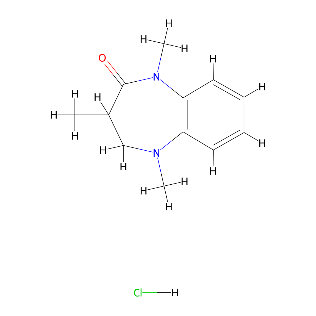 1,3,5-Trimethyl-1,3,4,5-tetrahydro-2H-1,5-benzodiazepin-2-one hydrochloride molecular structure, CAS 212715-37-2