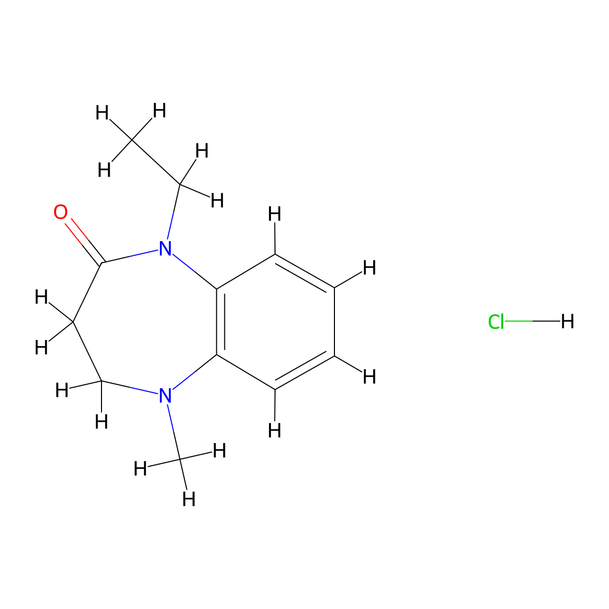 1-Ethyl-5-methyl-1,3,4,5-tetrahydro-2H-1,5-benzodiazepin-2-one hydrochloride molecular structure, CAS 212715-44-1
