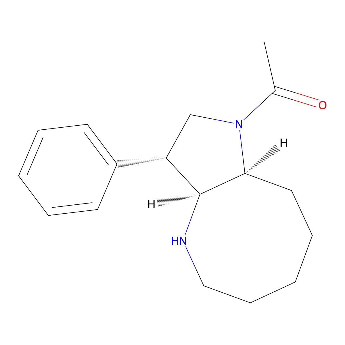 1-[(3R,3aS,9aS)-3-phenyl-decahydro-1H-pyrrolo[3,2-b]azocin-1-yl]ethan-1-one molecular structure, CAS 2127199-35-1