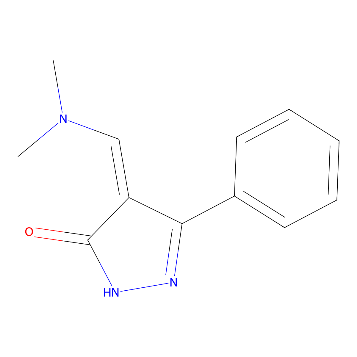 4-(dimethylaminomethylidene)-3-phenyl-1H-pyrazol-5-one molecular structure, CAS 21272-28-6