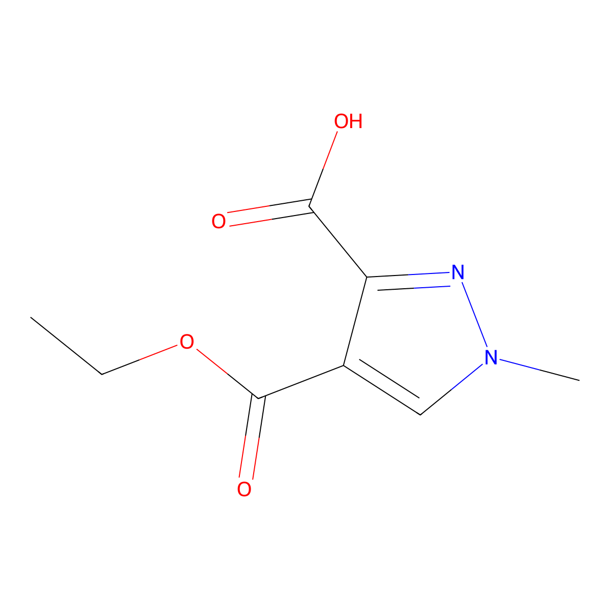 4-(ethoxycarbonyl)-1-methyl-1H-pyrazole-3-carboxylic acid molecular structure, CAS 21272-38-8