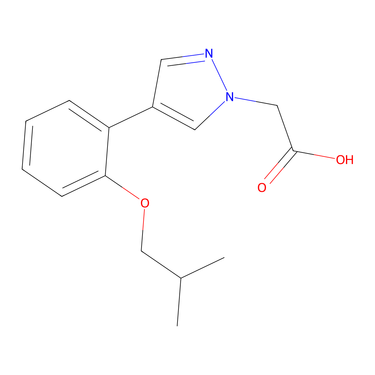 2-(4-(2-Isobutoxyphenyl)-1H-pyrazol-1-yl)acetic acid molecular structure, CAS 2127226-60-0