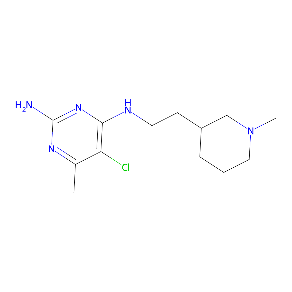 5-chloro-6-methyl-N~4~-[2-(1-methylpiperidin-3-yl)ethyl]pyrimidine-2,4-diamine molecular structure, CAS 2127234-03-9