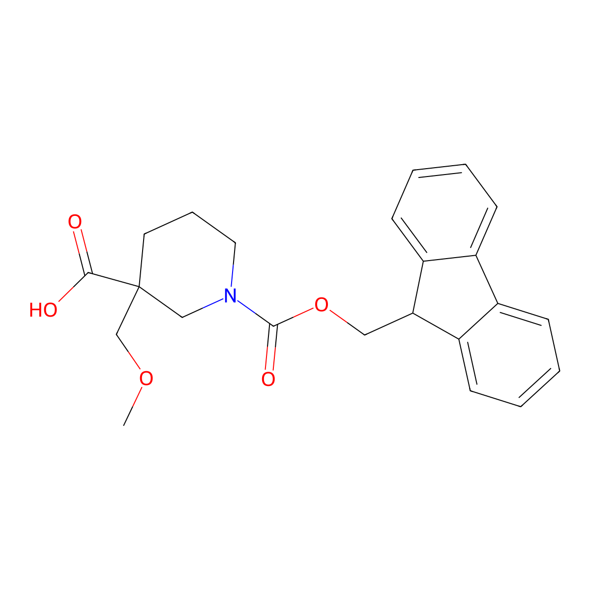 1-{[(9H-fluoren-9-yl)methoxy]carbonyl}-3-(methoxymethyl)piperidine-3-carboxylic acid molecular structure, CAS 2127240-79-1