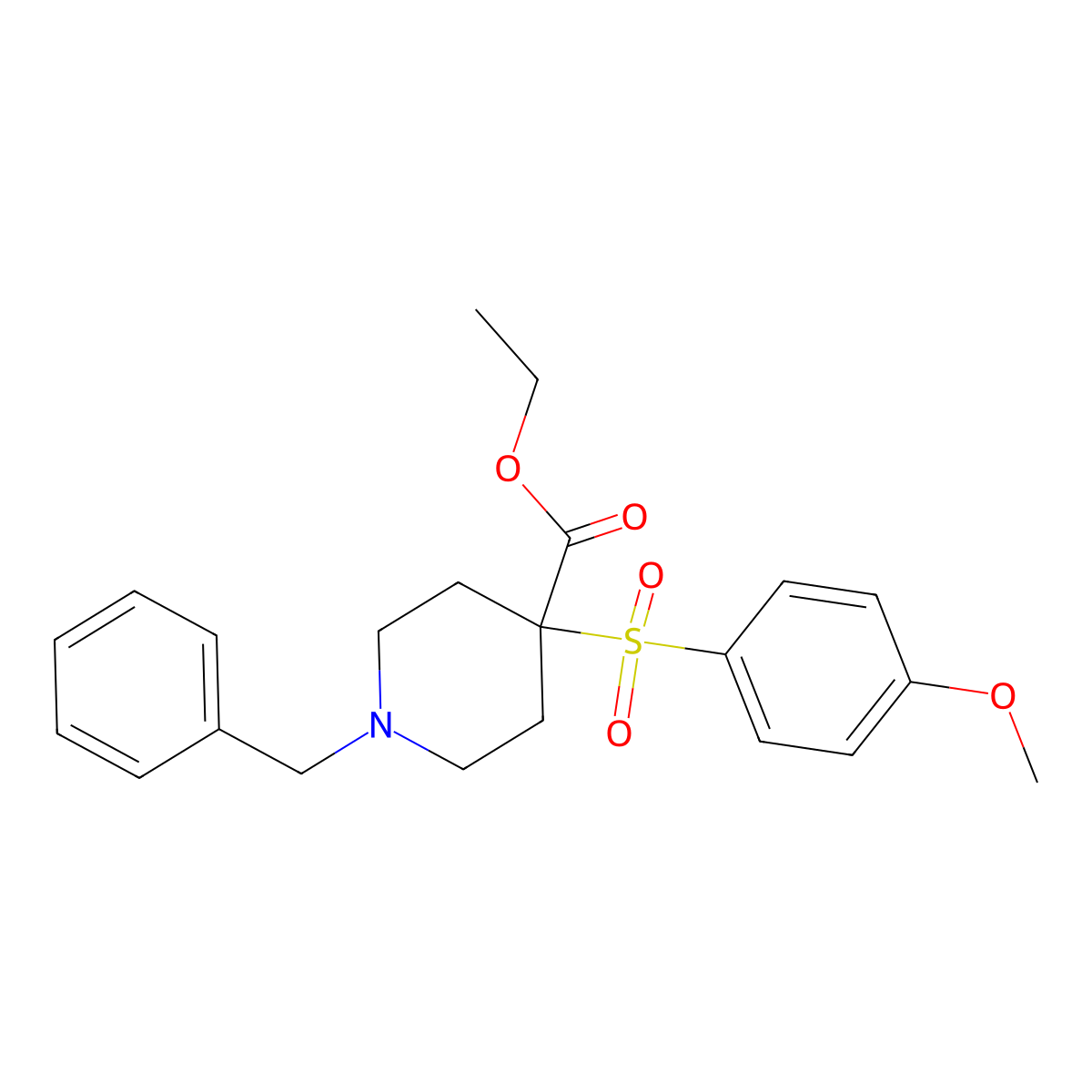 Ethyl 1-benzyl-4-(4-methoxyphenyl)sulfonylpiperidine-4-carboxylate molecular structure, CAS 212770-54-2