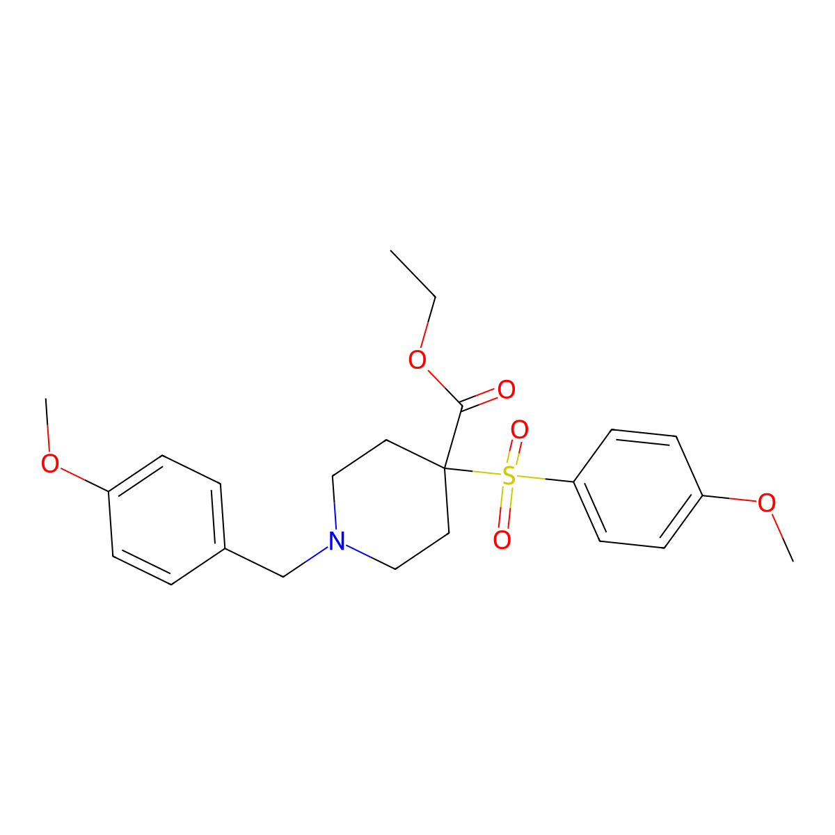 Ethyl 1-(4-methoxybenzyl)-4-[(4-methoxyphenyl)sulfonyl]-4-piperidinecarboxylate molecular structure, CAS 212771-00-1