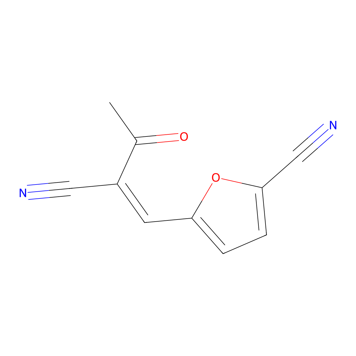 5-(2-Cyano-3-oxo-1-buten-1-yl)-2-furancarbonitrile molecular structure, CAS 212771-62-5