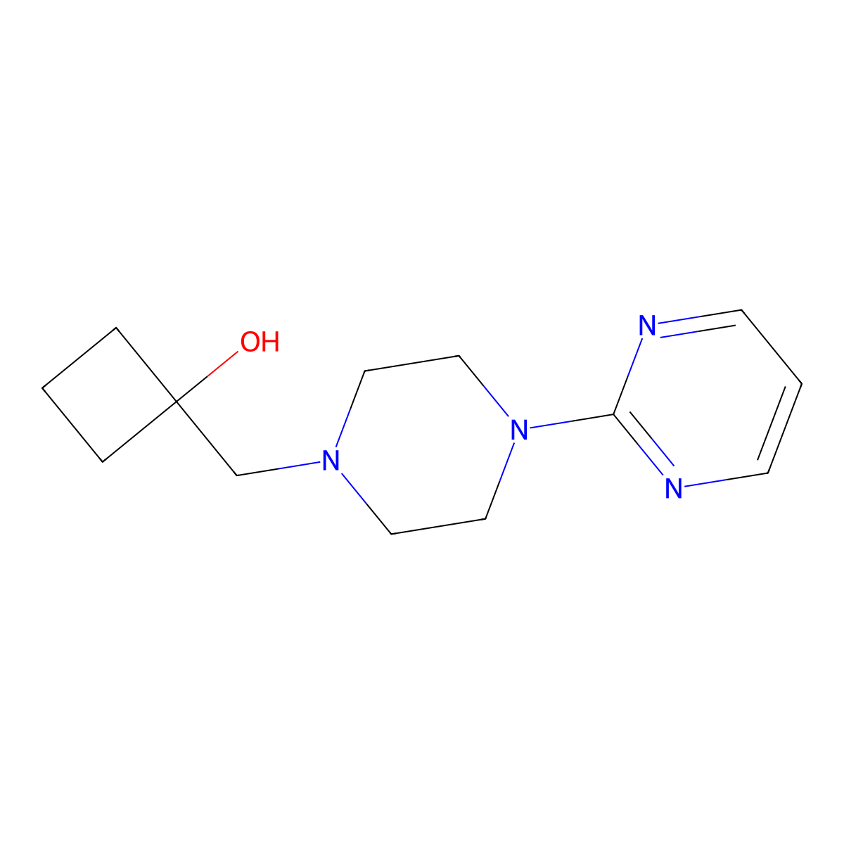 1-{[4-(Pyrimidin-2-yl)piperazin-1-yl]methyl}cyclobutan-1-ol molecular structure, CAS 2127710-74-9