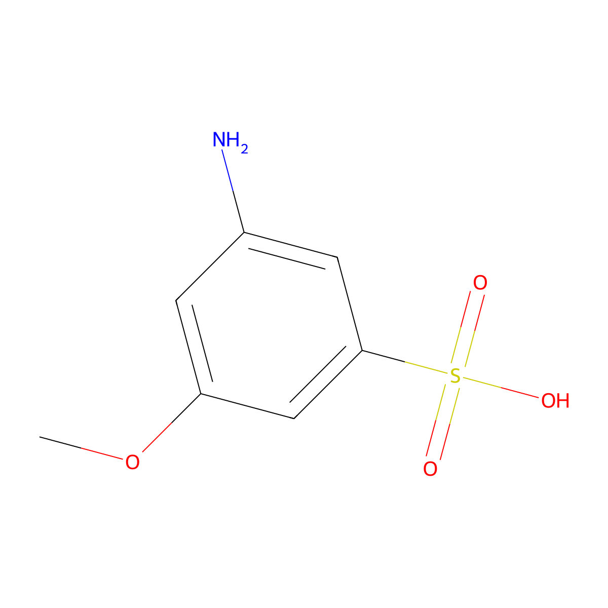3-Amino-5-methoxybenzene-1-sulfonic acid molecular structure, CAS 212772-32-2