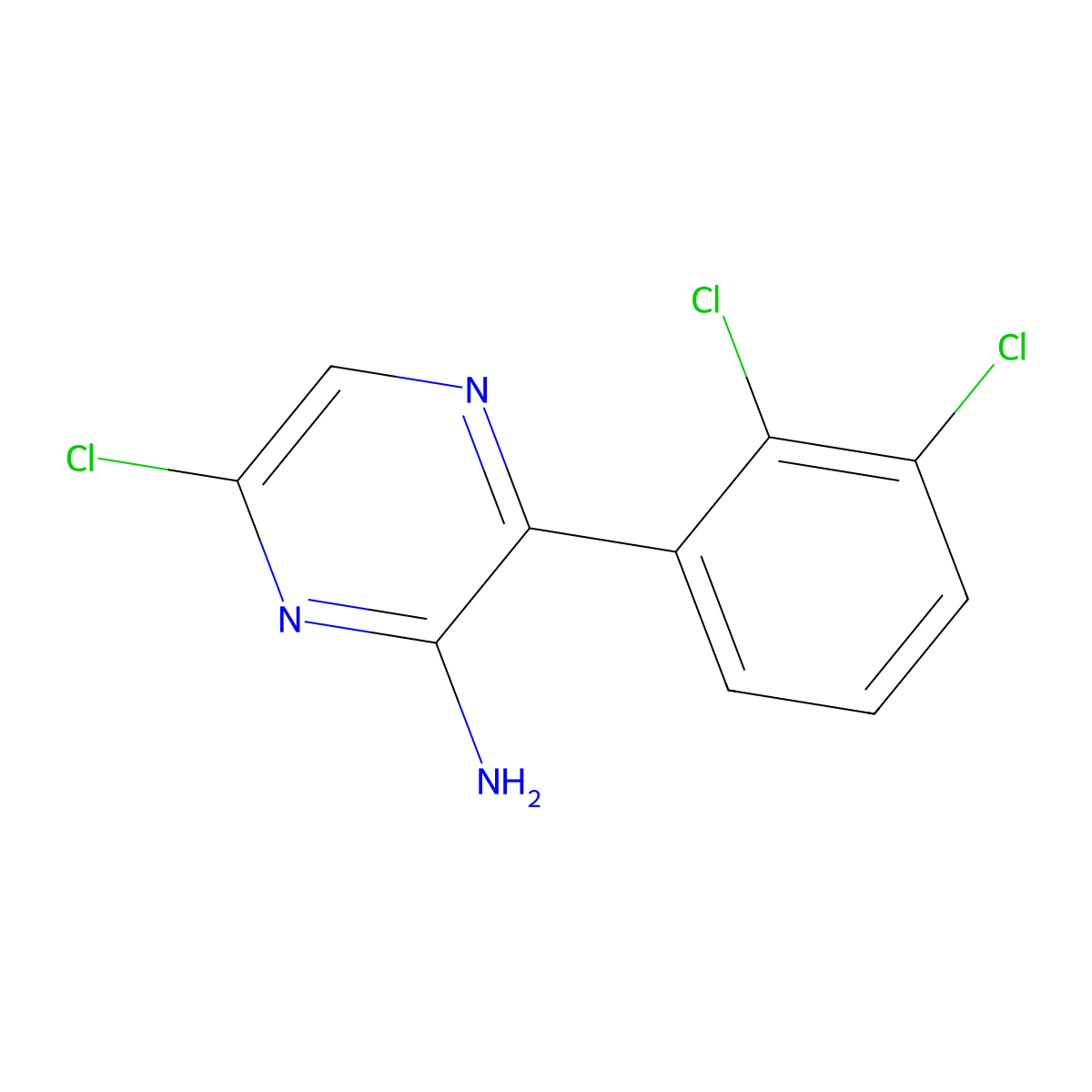 6-Chloro-3-(2,3-dichlorophenyl)pyrazin-2-amine molecular structure, CAS 212779-33-4