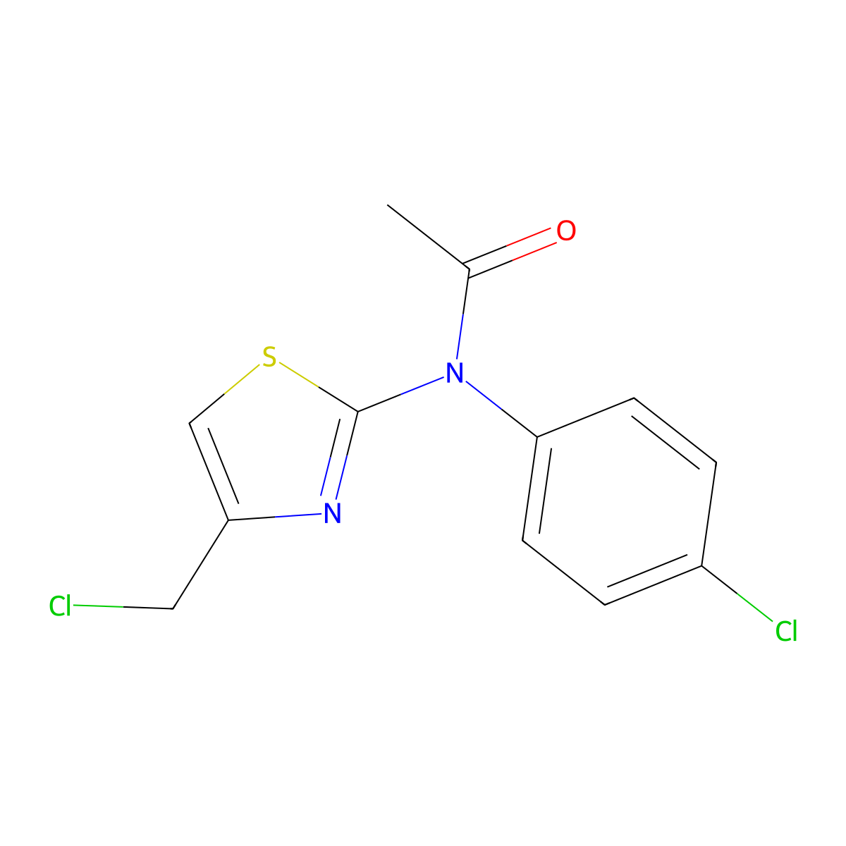 N-[4-(chloromethyl)-1,3-thiazol-2-yl]-N-(4-chlorophenyl)acetamide molecular structure, CAS 21278-70-6