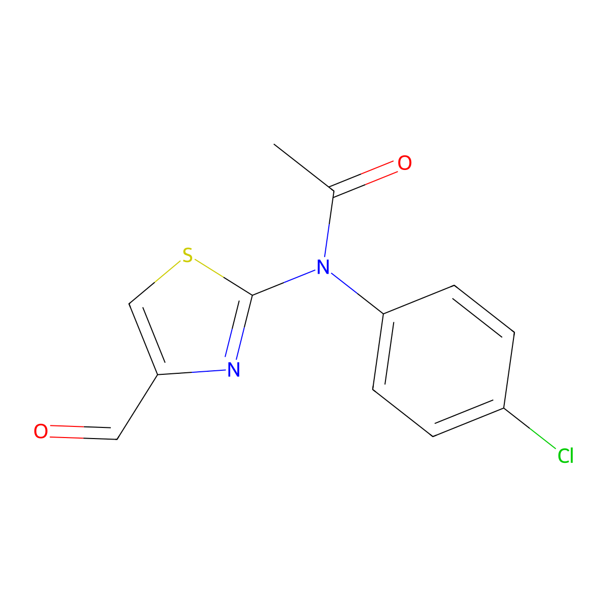 N-(4-chlorophenyl)-N-(4-formyl-1,3-thiazol-2-yl)acetamide molecular structure, CAS 21278-72-8