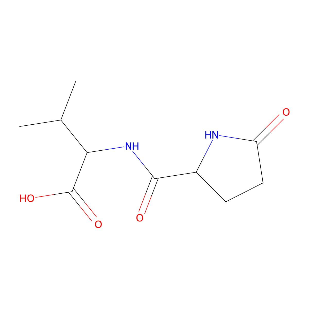 5-Oxo-L-prolyl-L-valine molecular structure, CAS 21282-10-0