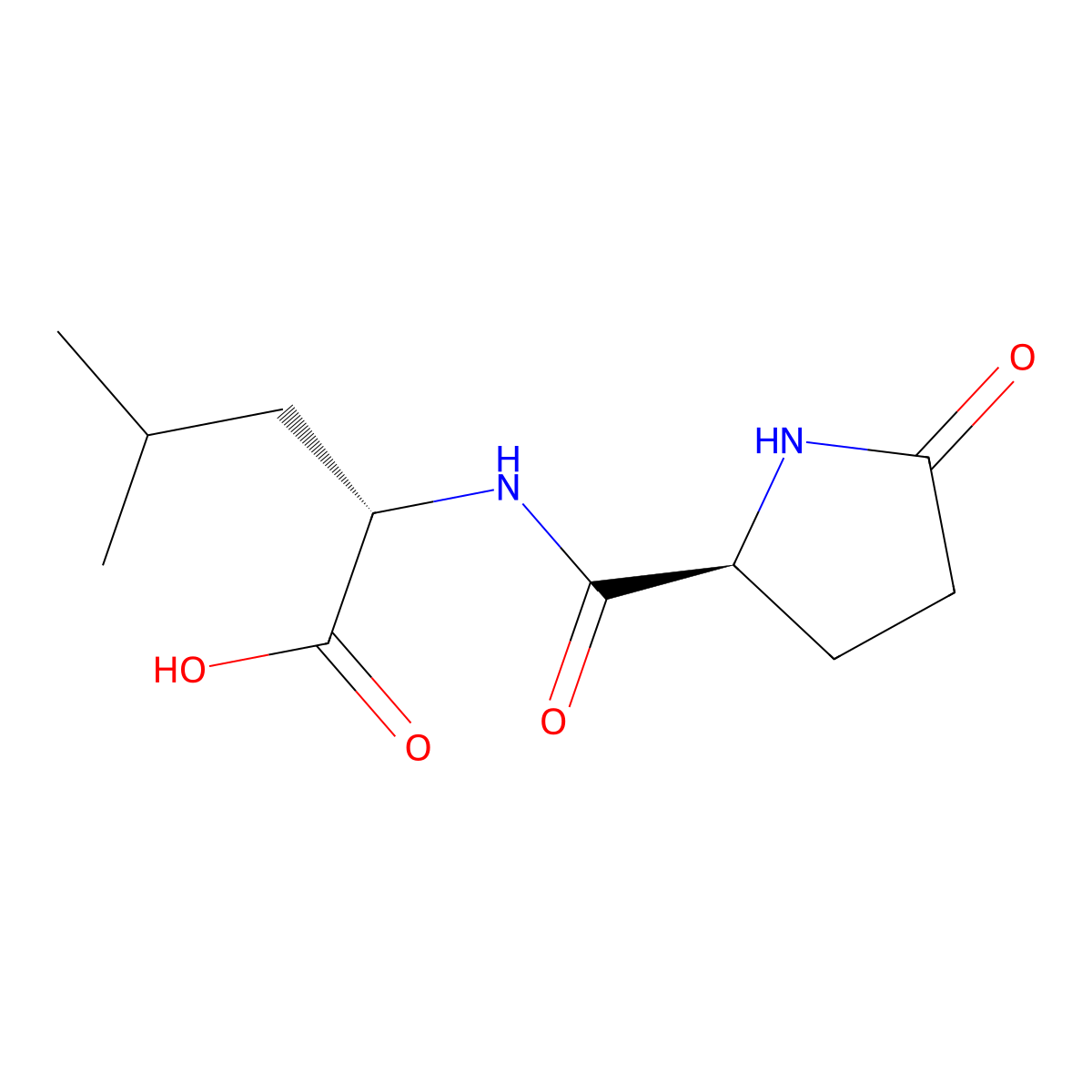 Pyroglutamylleucine molecular structure, CAS 21282-11-1