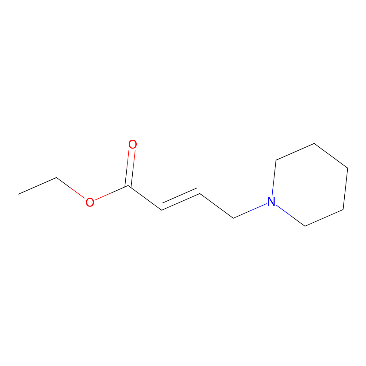 Ethyl 4-(piperidin-1-yl)but-2-enoate molecular structure, CAS 21282-60-0