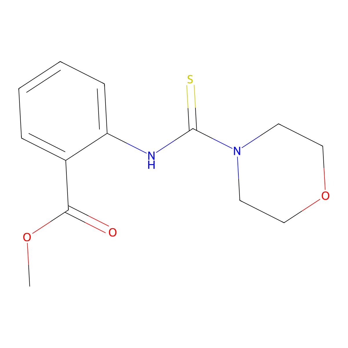 Methyl 2-((4-morpholinylthioxomethyl)amino)benzoate molecular structure, CAS 21282-67-7