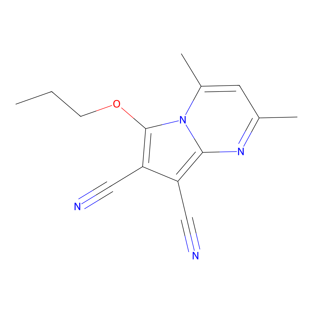 2,4-Dimethyl-6-propoxypyrrolo[1,2-a]pyrimidine-7,8-dicarbonitrile molecular structure, CAS 212834-38-3