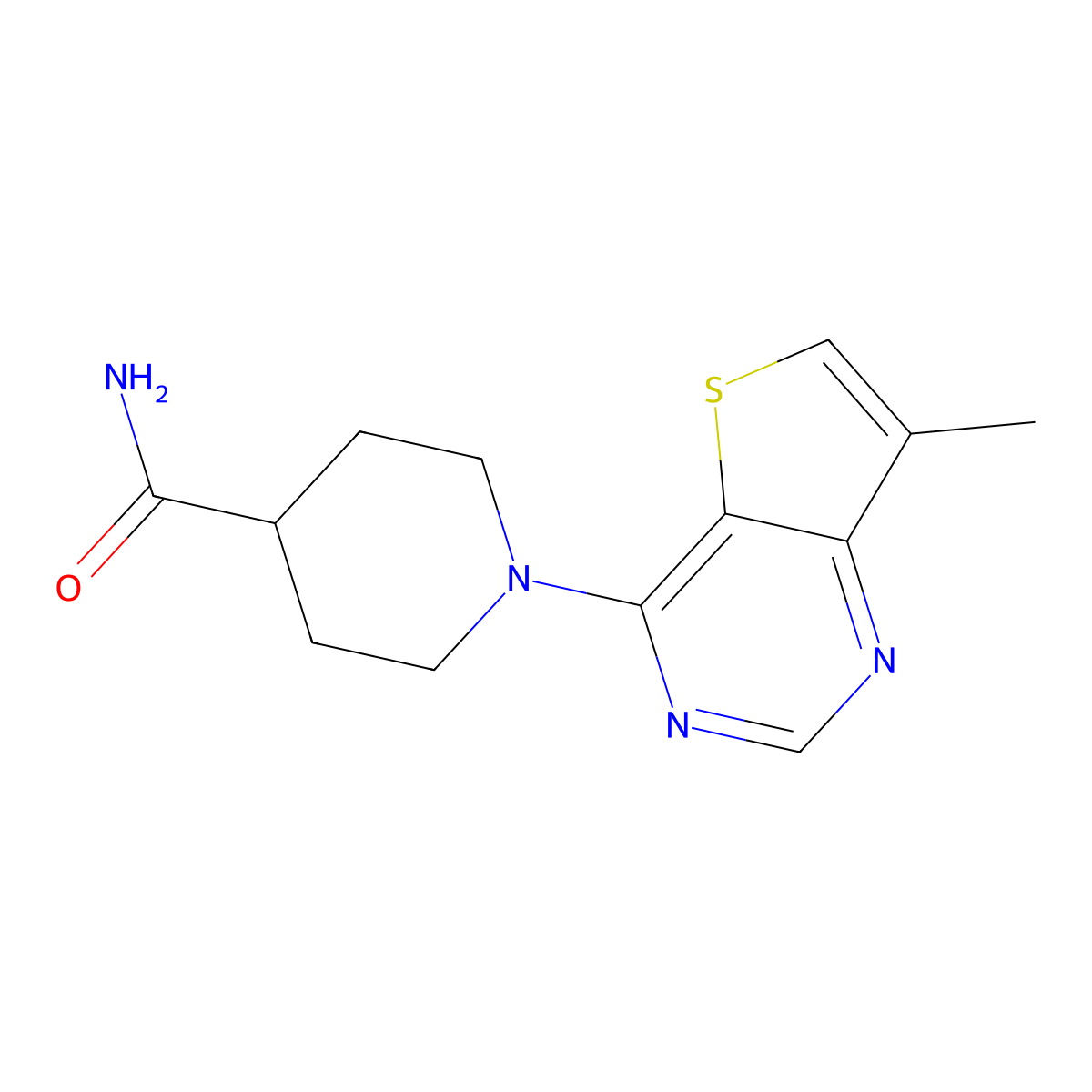 1-{7-Methylthieno[3,2-d]pyrimidin-4-yl}piperidine-4-carboxamide molecular structure, CAS 2128426-92-4