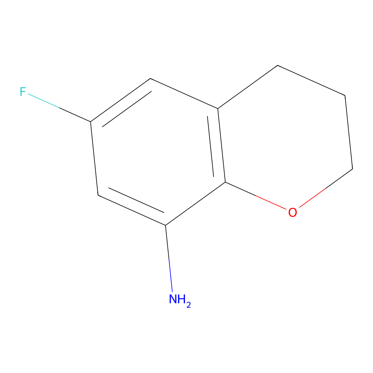 6-fluoro-3,4-dihydro-2H-1-benzopyran-8-amine molecular structure, CAS 212845-61-9