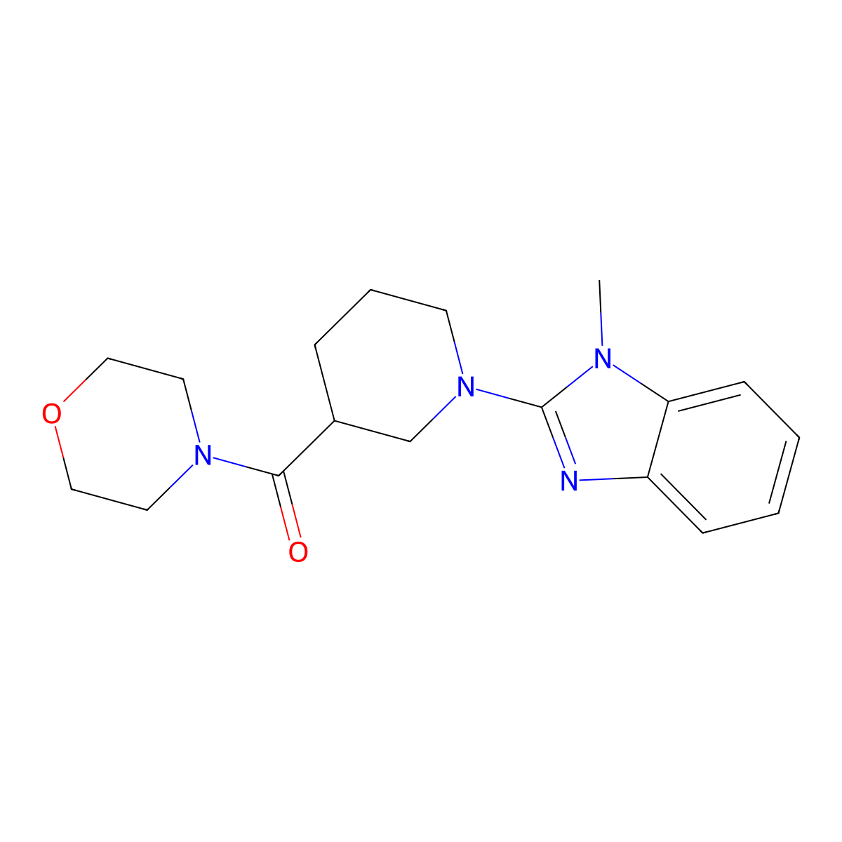 1-methyl-2-[3-(morpholine-4-carbonyl)piperidin-1-yl]-1H-1,3-benzodiazole molecular structure, CAS 2128818-02-8