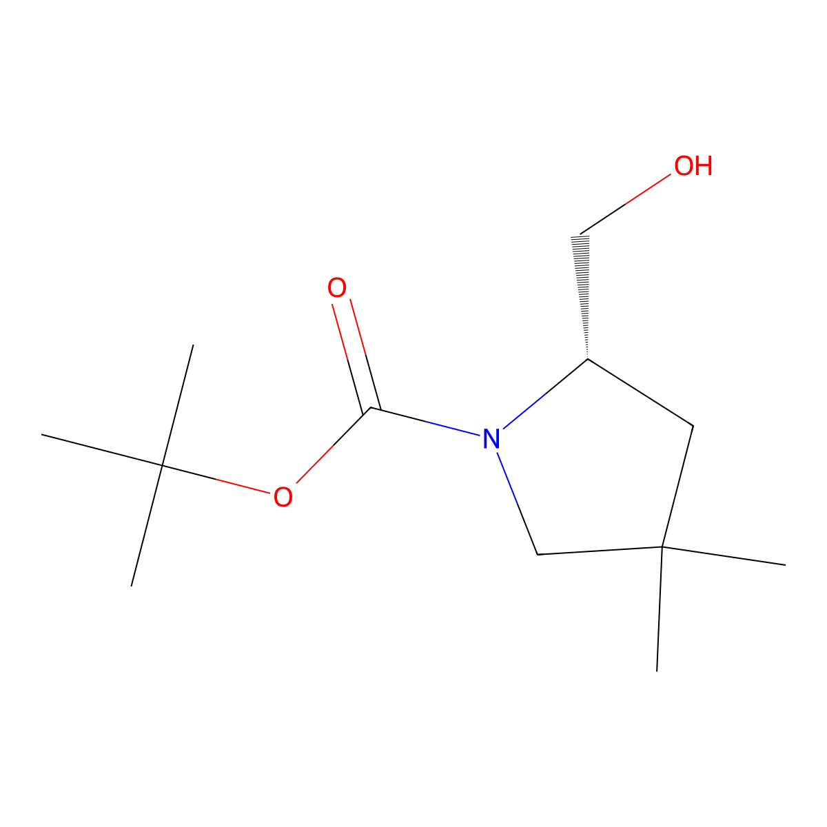 tert-butyl (2S)-2-(hydroxymethyl)-4,4-dimethylpyrrolidine-1-carboxylate molecular structure, CAS 212890-86-3