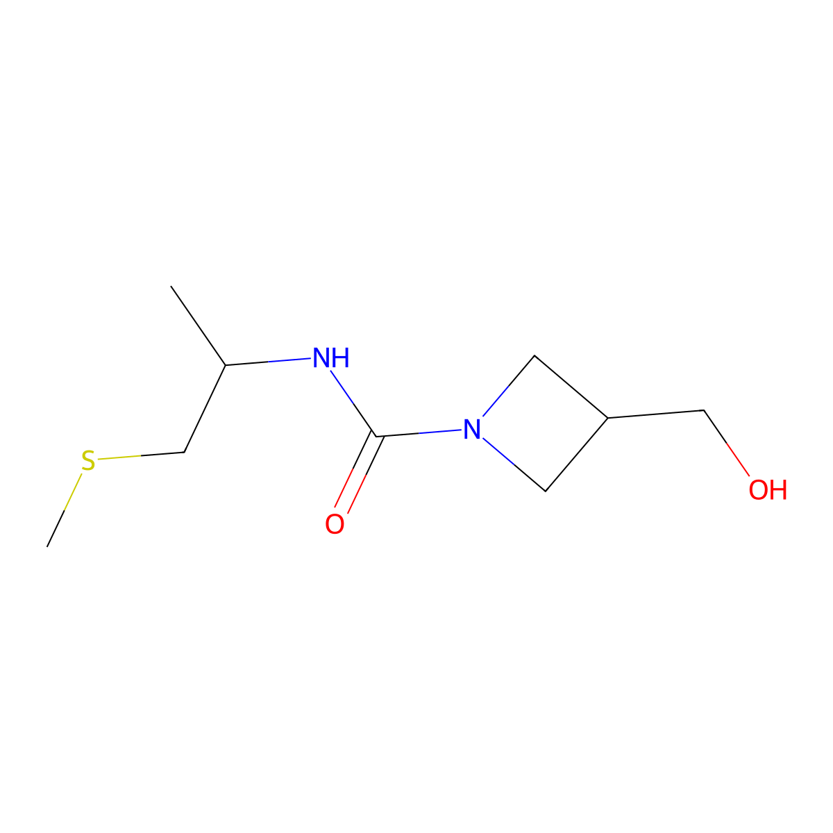 3-(hydroxymethyl)-N-(1-(methylsulfanyl)propan-2-yl)azetidine-1-carboxamide molecular structure, CAS 2129414-11-3