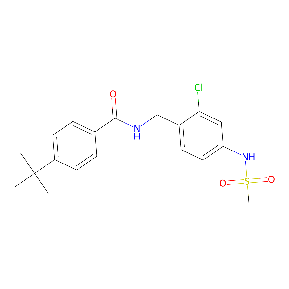 4-(tert-Butyl)-N-[2-chloro-4-(methylsulfonamido)benzyl]benzamide molecular structure, CAS 2129523-23-3