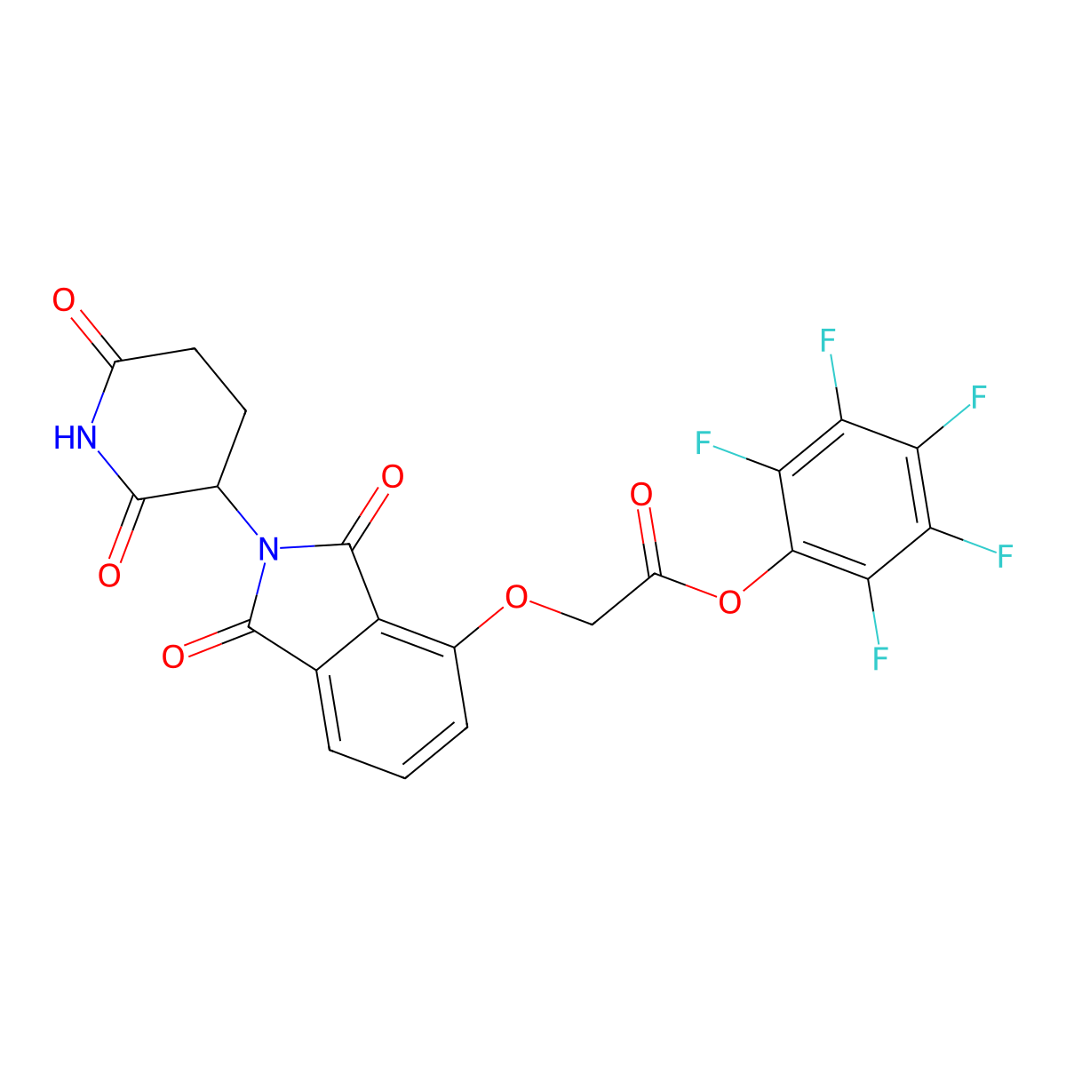 Perfluorophenyl 2-((2-(2,6-dioxopiperidin-3-yl)-1,3-dioxoisoindolin-4-yl)oxy)acetate molecular structure, CAS 2129557-47-5