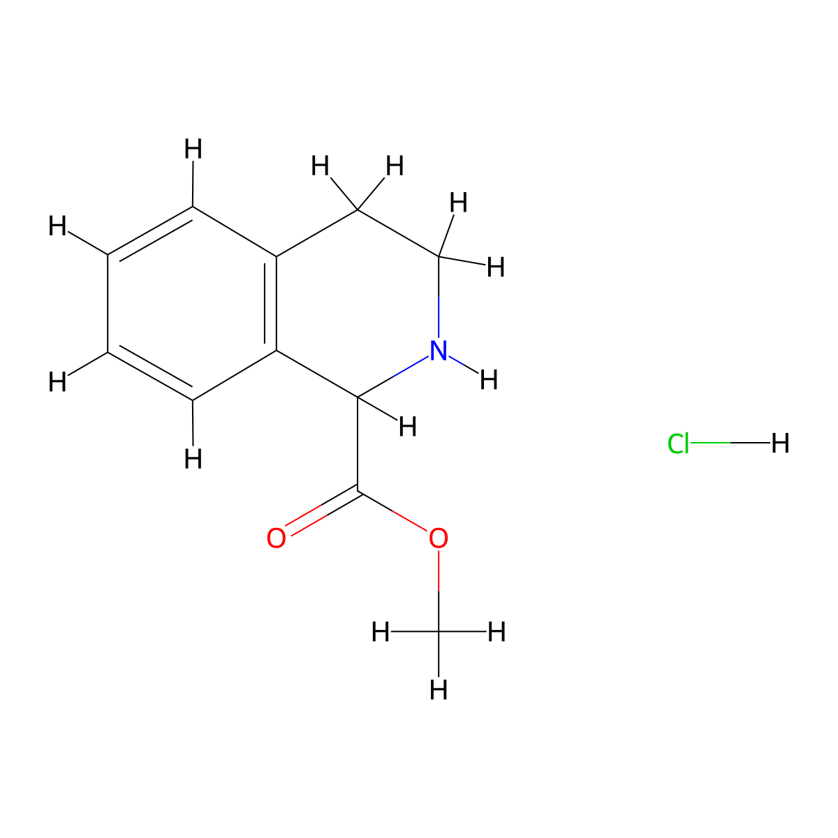 Methyl 1,2,3,4-tetrahydroisoquinoline-1-carboxylate hydrochloride molecular structure, CAS 212958-77-5
