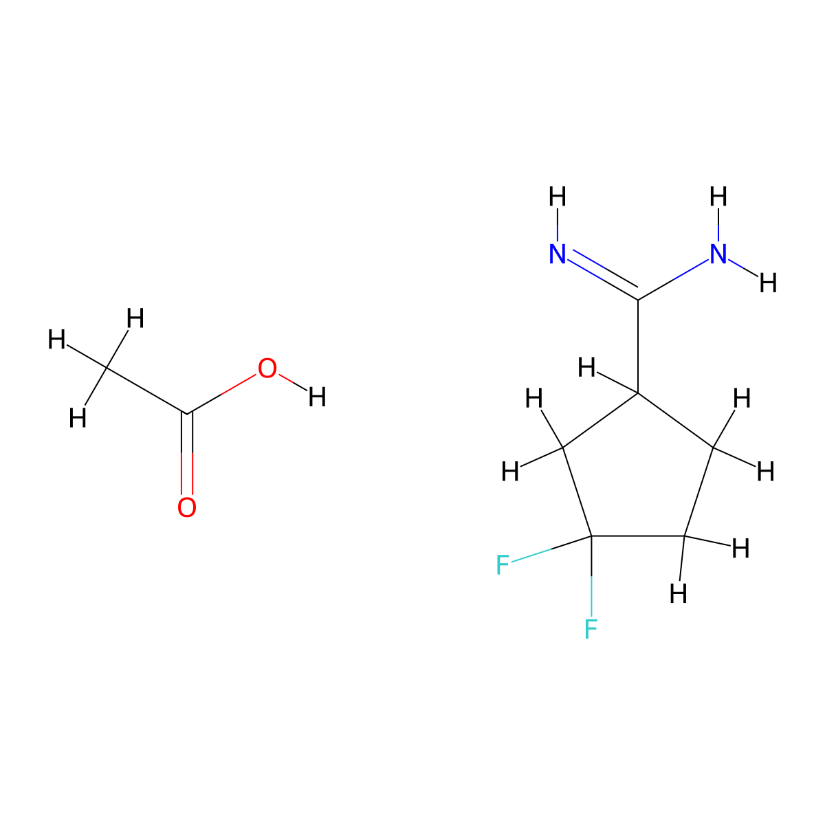 3,3-Difluorocyclopentane-1-carboximidamide,aceticacid molecular structure, CAS 2129605-02-1