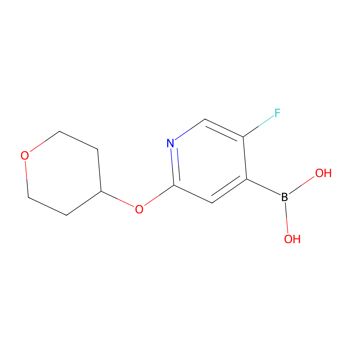 [5-Fluoro-2-(oxan-4-yloxy)pyridin-4-yl]boronic acid molecular structure, CAS 2129628-93-7
