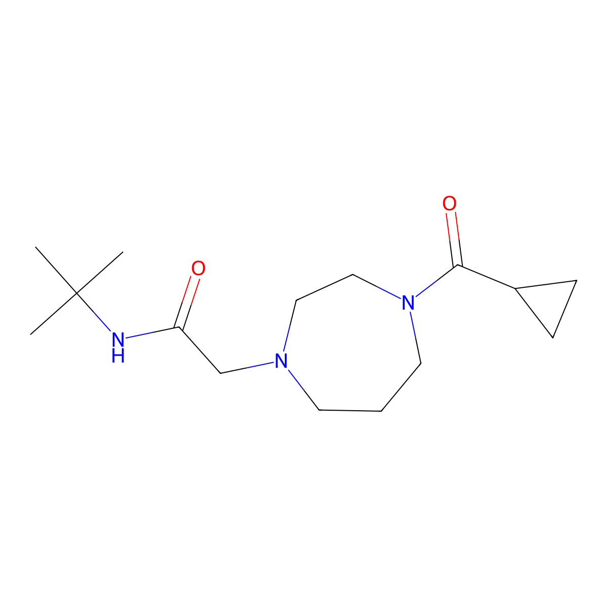 N-tert-butyl-2-(4-cyclopropanecarbonyl-1,4-diazepan-1-yl)acetamide molecular structure, CAS 2129635-38-5