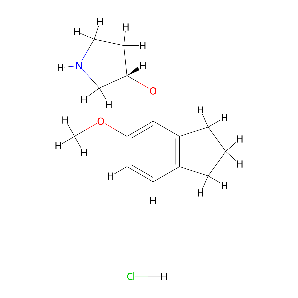 (3S)-3-[(2,3--Dihydro-5-methoxy-1H-inden-4-yl)oxy]pyrrolidine hydrochloride molecular structure, CAS 213007-95-5