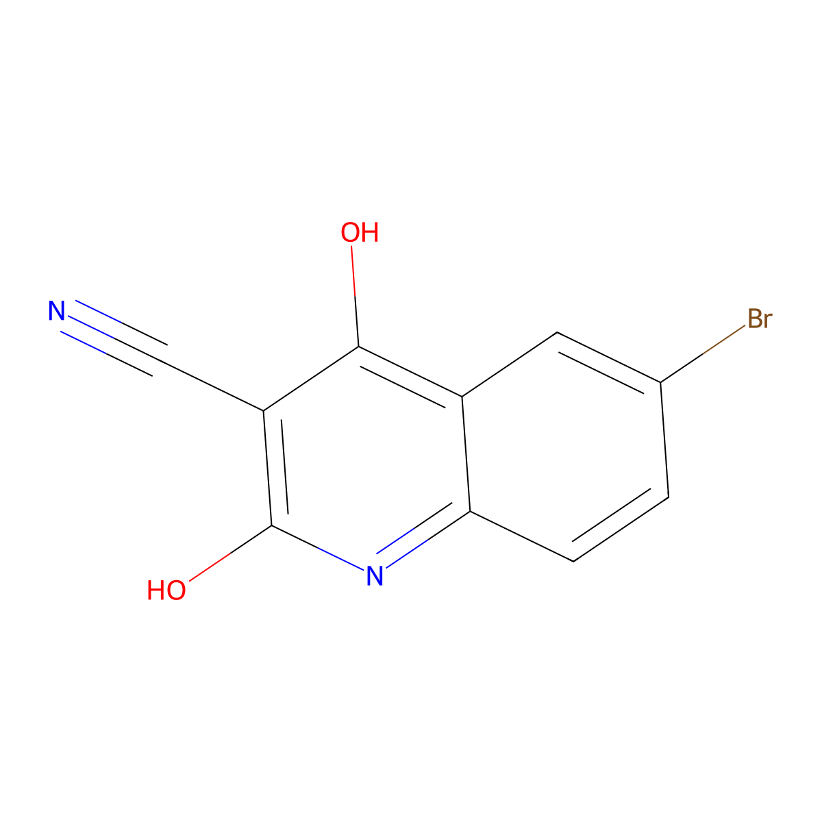 6-Bromo-2,4-dihydroxyquinoline-3-carbonitrile molecular structure, CAS 213011-46-2