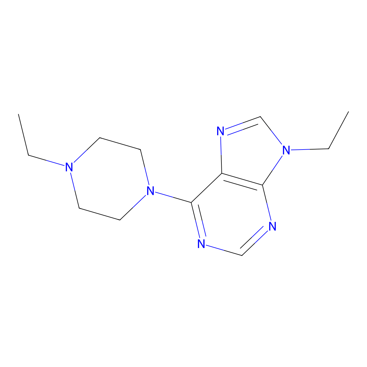9-ethyl-6-(4-ethylpiperazin-1-yl)-9H-purine molecular structure, CAS 2130164-49-5