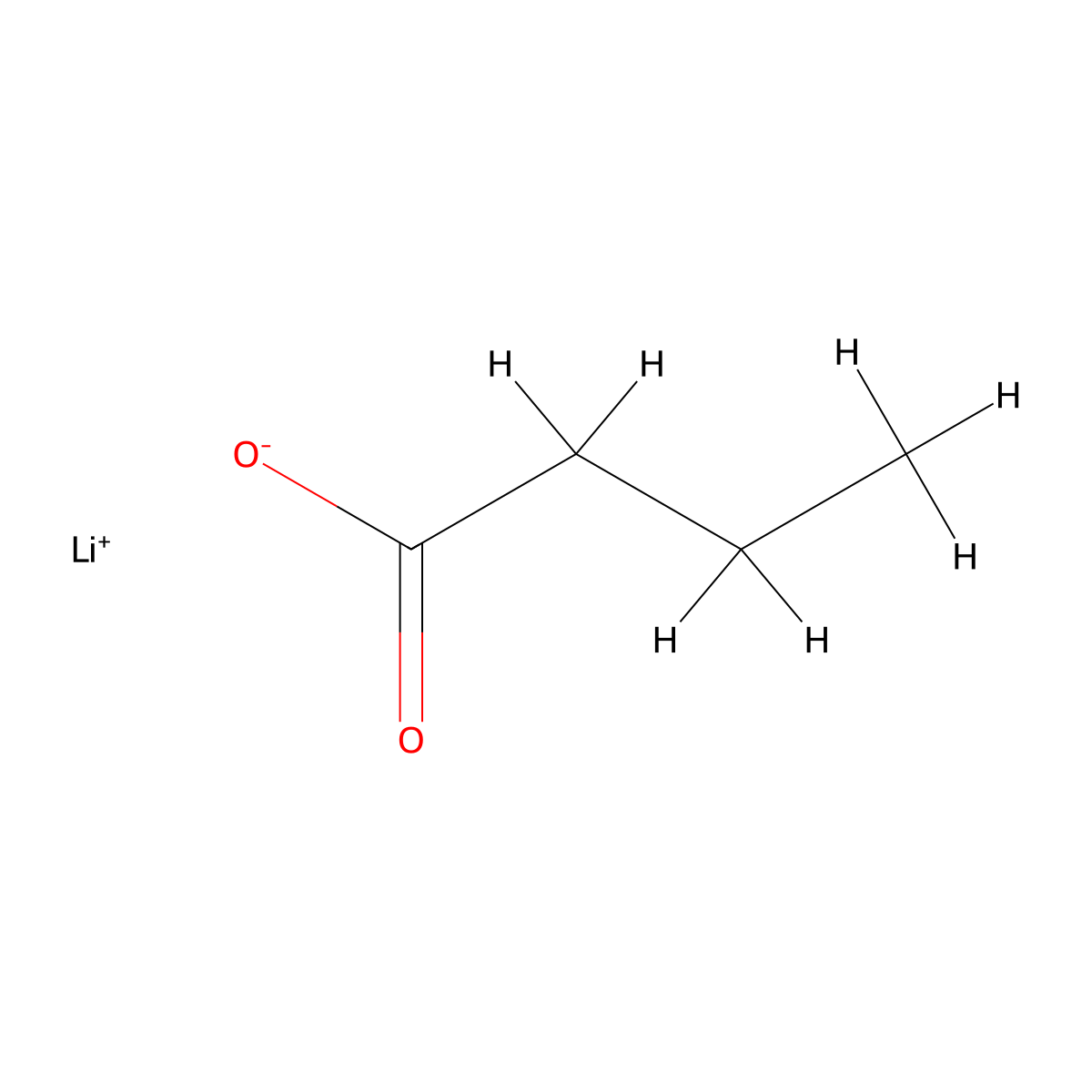 Lithium butyrate molecular structure, CAS 21303-03-7