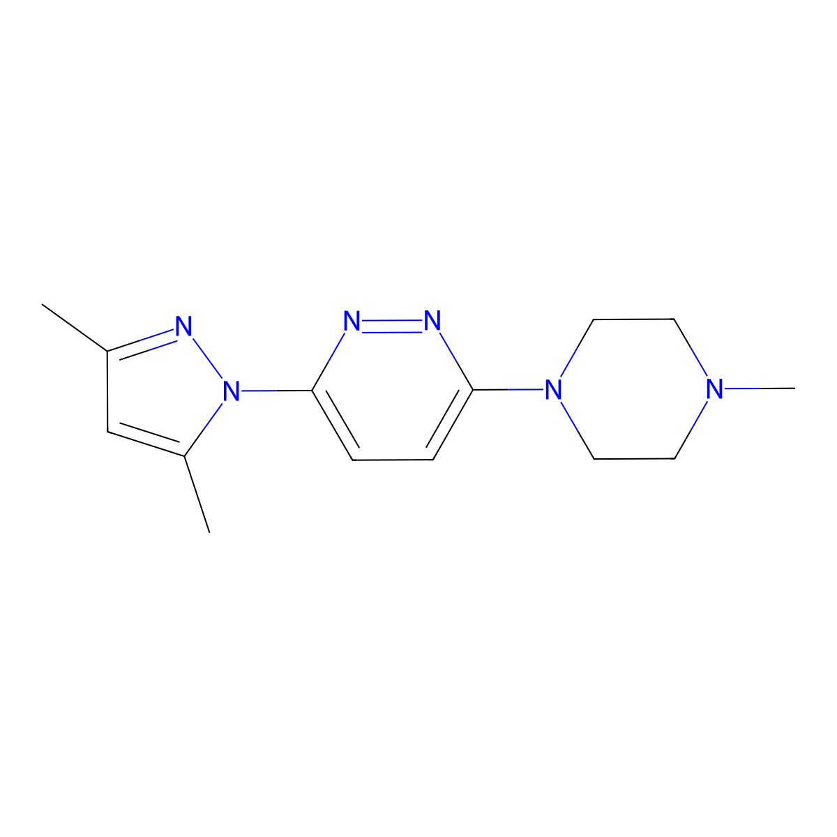 3-(3,5-dimethyl-1H-pyrazol-1-yl)-6-(4-methylpiperazin-1-yl)pyridazine molecular structure, CAS 2130502-16-6
