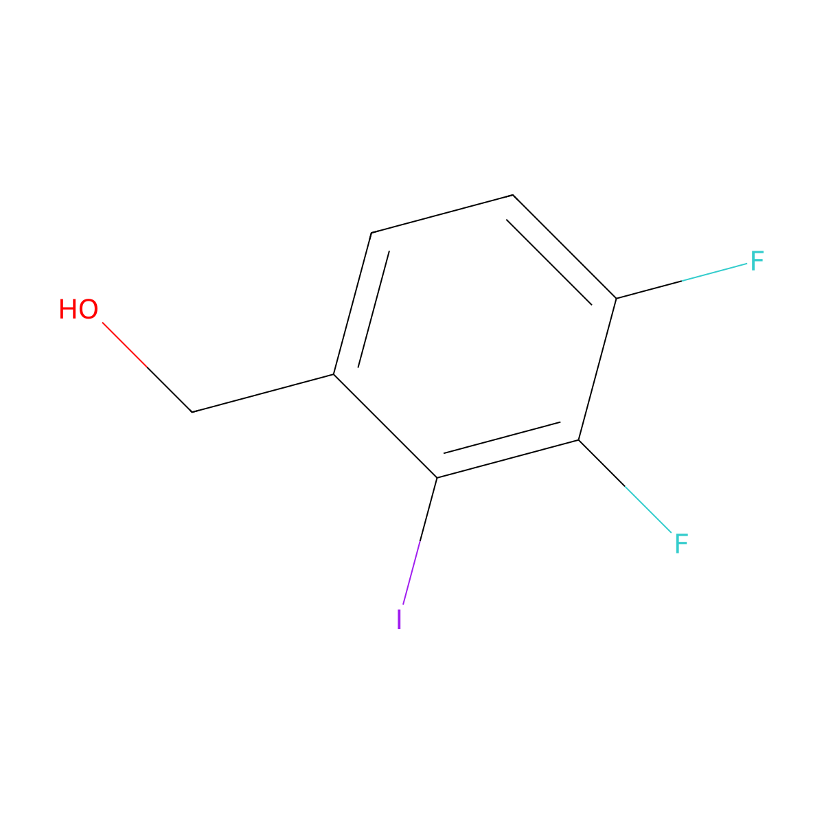 (3,4-Difluoro-2-iodophenyl)methanol molecular structure, CAS 2130753-12-5