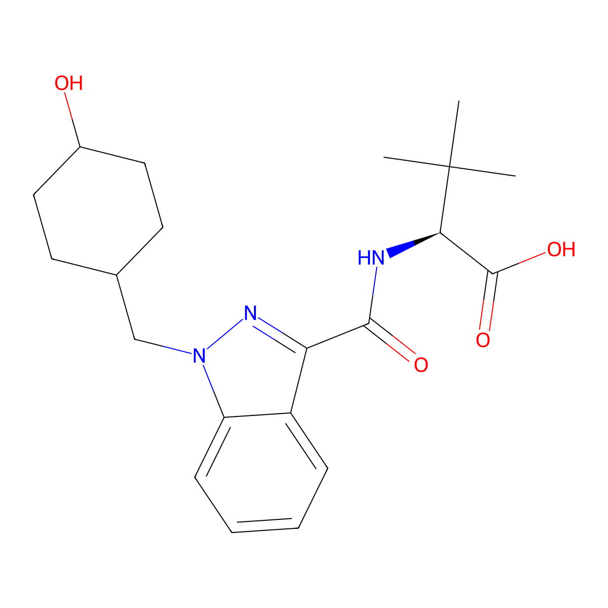 (S)-2-(1-((4-hydroxycyclohexyl)methyl)-1H-indazole-3-carboxamido)-3,3-dimethylbutanoicacid molecular structure, CAS 2130879-94-4