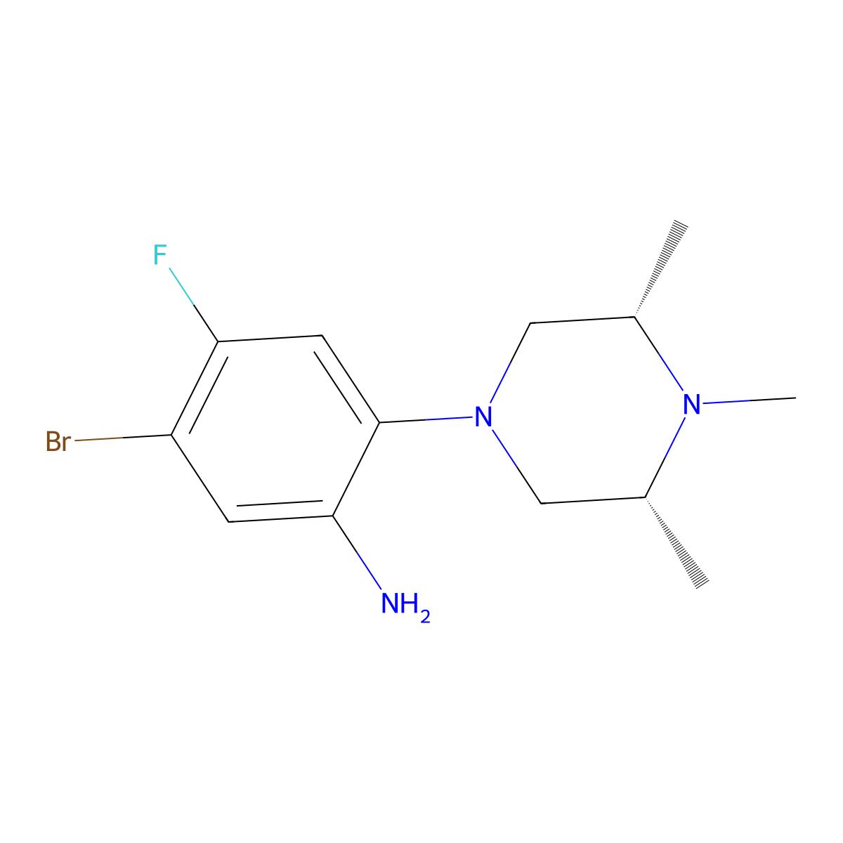 5-bromo-4-fluoro-2-[(3R,5S)-3,4,5-trimethylpiperazin-1-yl]aniline molecular structure, CAS 2130893-34-2