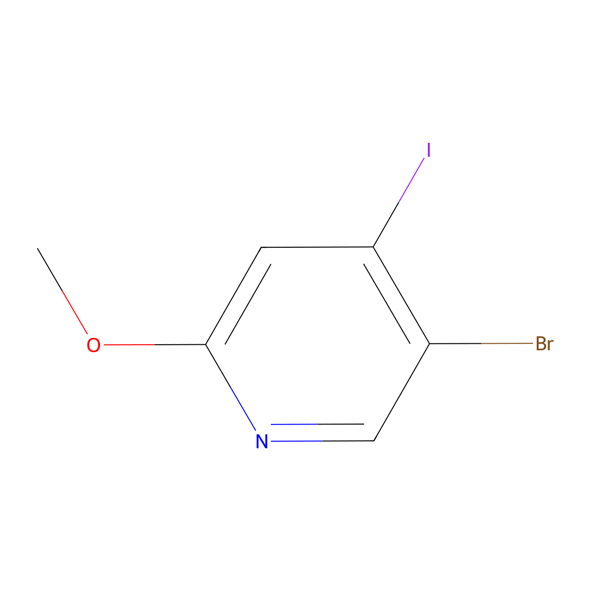 Pyridine, 5-bromo-4-iodo-2-methoxy- molecular structure, CAS 2130893-79-5