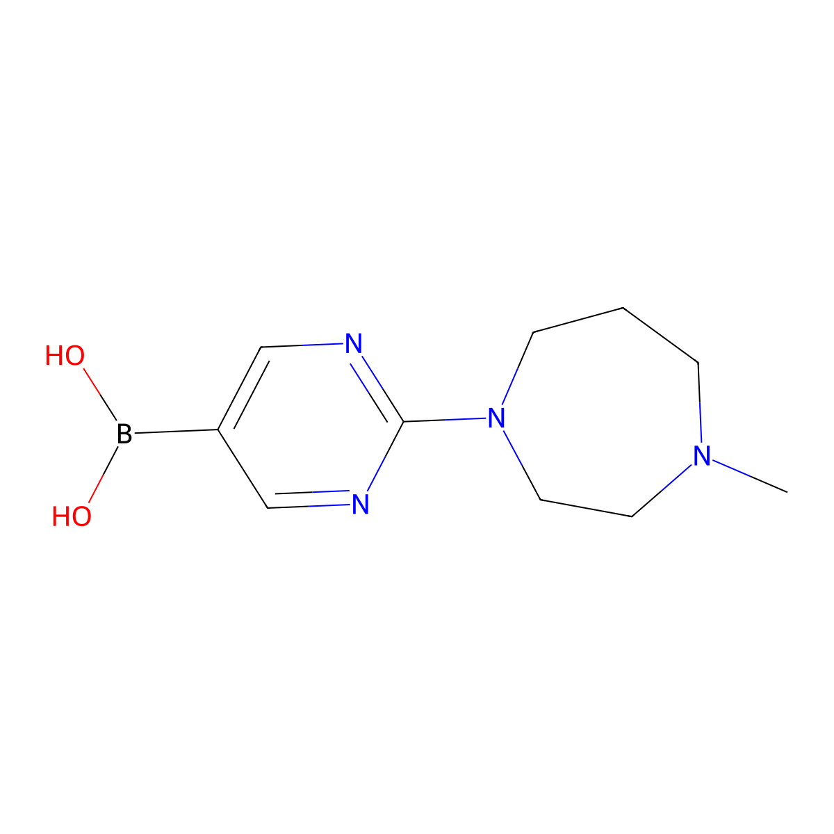 [2-(4-Methyl-1,4-diazepan-1-yl)pyrimidin-5-yl]boronic acid molecular structure, CAS 2130893-93-3