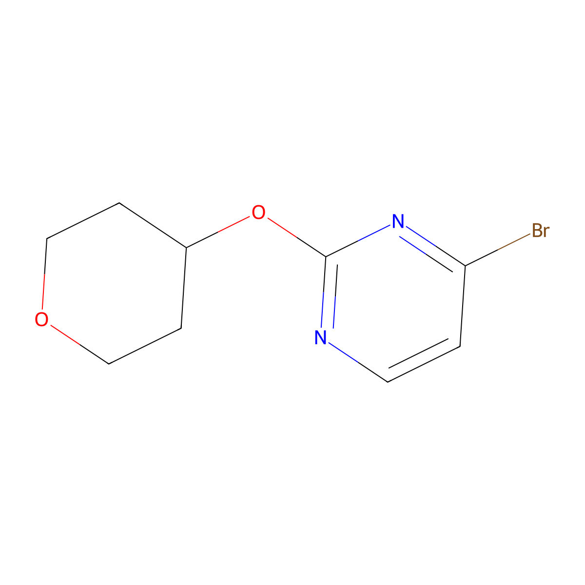 4-Bromo-2-(oxan-4-yloxy)pyrimidine molecular structure, CAS 2130895-96-2