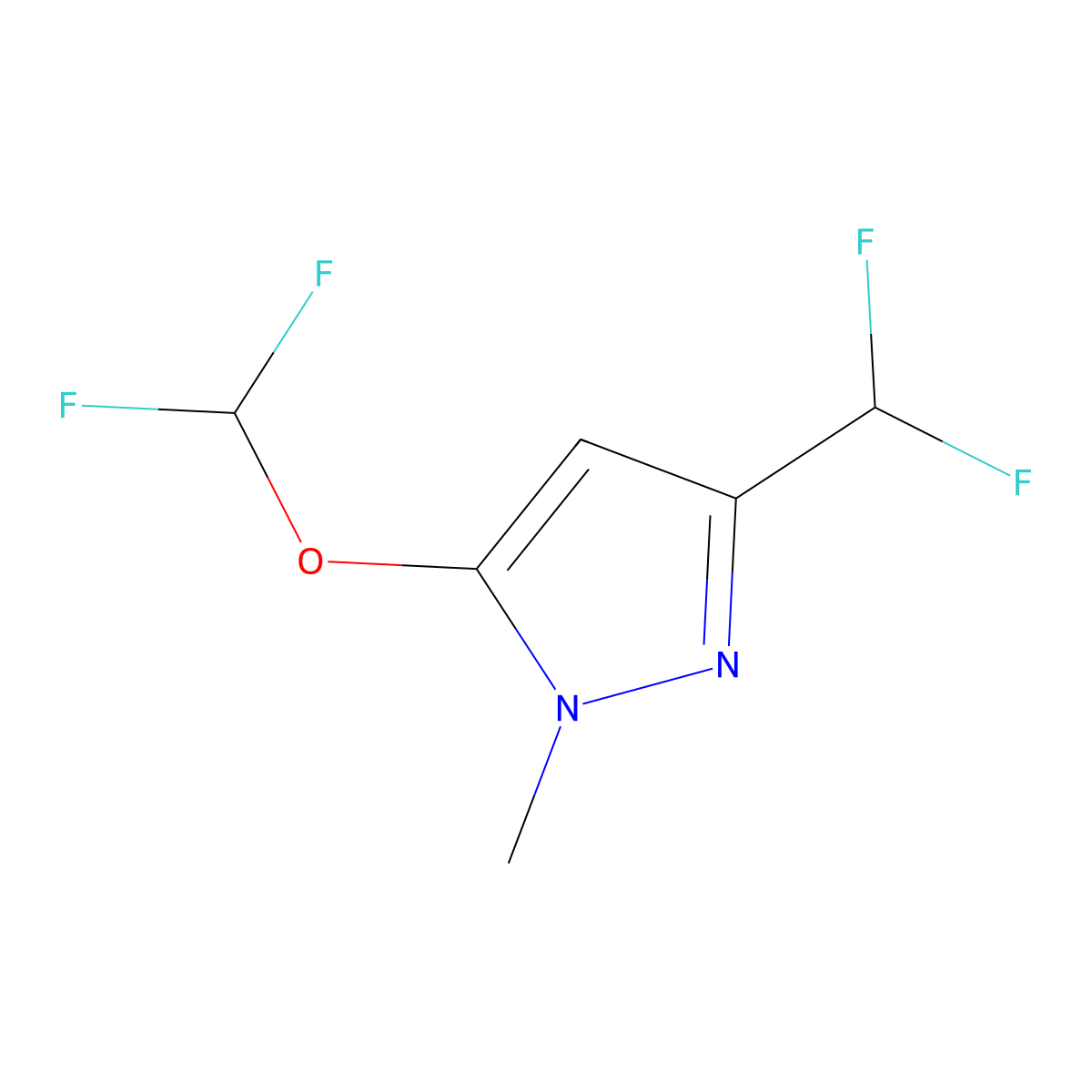 5-(Difluoromethoxy)-3-(difluoromethyl)-1-methyl-1H-pyrazole molecular structure, CAS 2130991-42-1